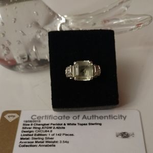 Changbsi Peridot and topaz in sterling silver ring